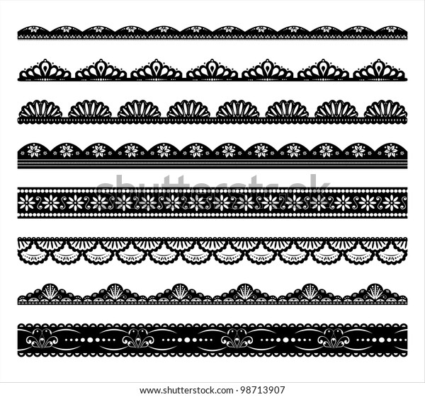 Set Scalloped Vector Borders Stock Vector (Royalty Free) 98713907