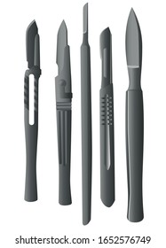 Scalpels mit Schaufeln. Grafische Vektorillustration 