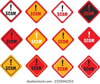 set of Scam alert warning protect. set of traffic signs vector