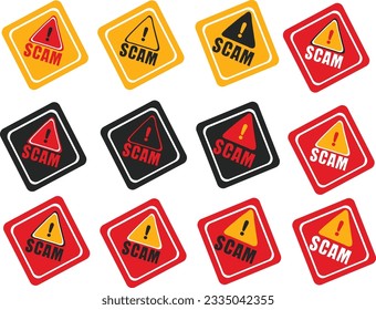 set of Scam alert warning protect. set of traffic signs vector