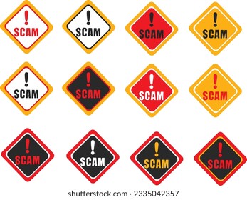 set of Scam alert warning protect. set of traffic signs vector