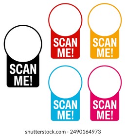 set scan me icon. barcode labels for payment and identification template design vector illustration