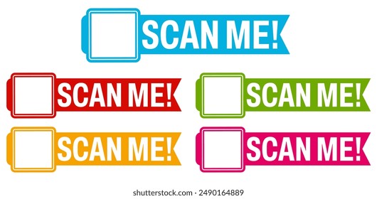 set Scan me labels sticker icons.  barcode sticker template design vector illustration
