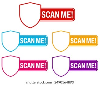 set Scan me labels sticker icons.  barcode sticker template design vector illustration