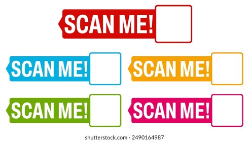 set scan me vector frame . barcode sign label sticker design vector illustration