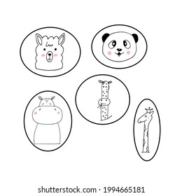 Set scandinavian animals vector stickers