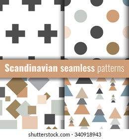 Set of scandinavian patterns. Geometric patterns. Stock vector.