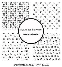 Set of scandinavian patterns. Geometric patterns. Stock vector.Small Hand Drawn Seamless Pattern Set.