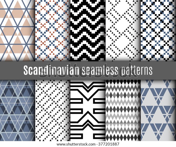 Set Scandinavian Patterns Geometric Patterns Stock Stock Vector