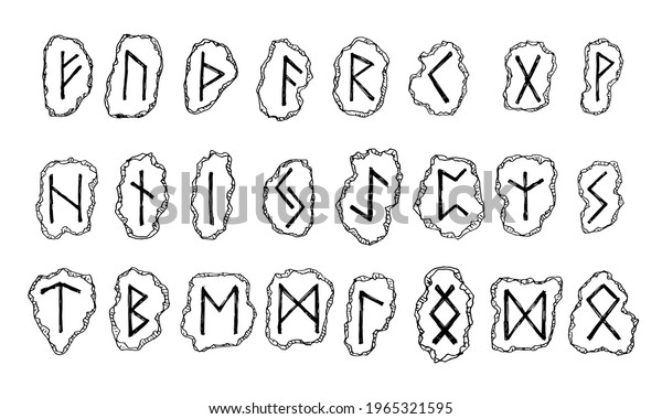 Set Scandinavian Runes Vector Illustrations Isolated Stock Vector ...