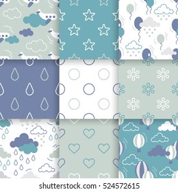 Set of Scandinavian trend seamless pattern. Minimalistic vector seamless pattern perfect for wallpaper, textil cotton print, bed linen, holiday package or wrapping paper.