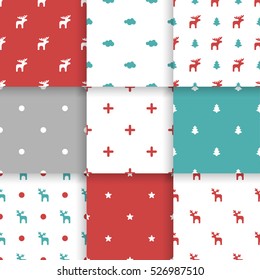 Set of Scandinavian trend seamless pattern. Minimalistic vector seamless pattern perfect for wallpaper, textil cotton print, bed linen, holiday package or wrapping paper.