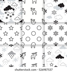 Set of Scandinavian trend seamless pattern. Minimalistic vector seamless pattern perfect for wallpaper, textil cotton print, bed linen, holiday package or wrapping paper.