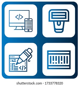 Set of scanning icons. Such as Code, Barcode scanner, Coding, Barcode , scanning icons