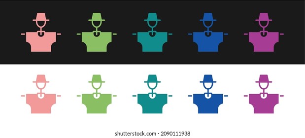 Set Scarecrow icon isolated on black and white background.  Vector