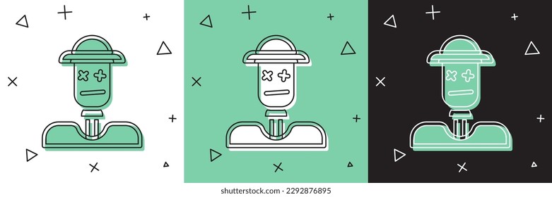 Set Scarecrow icon isolated on white and green, black background.  Vector