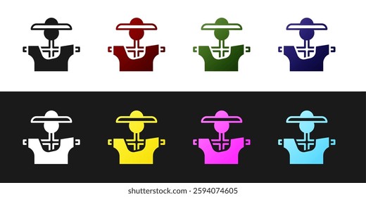 Set Scarecrow icon isolated on black and white background.  Vector