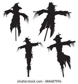 set of scarecrows, vector illustration