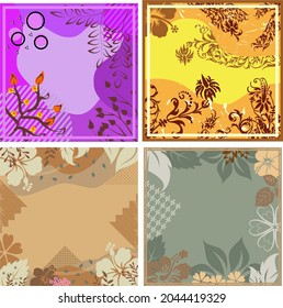 Set scarf abstract floral pattern. for Bandanas, pareos, pillows, and for home textile design, textile scarves, blankets, fabrics, carpets, pillows, napkins
