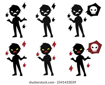 A set of scary black silhouette villain images