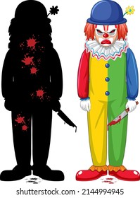 Set of scary clown on white background illustration