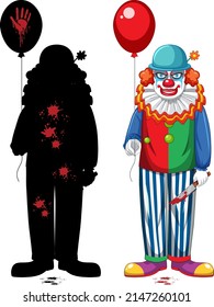 Set of scary clown on white background illustration