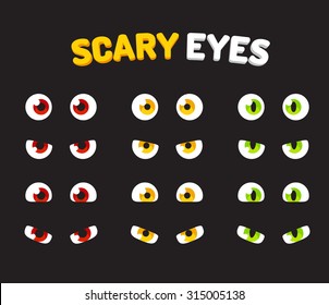 Set of scary eyes for Halloween to use as stickers or design elements. 