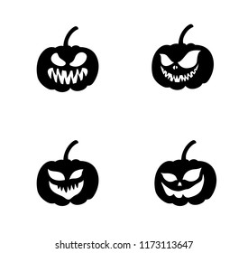 Set of scary faces for Halloween pumpkin