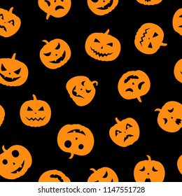 Set of scary faces Halloween pumpkins