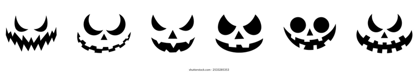 Set of scary and funny faces. Halloween elements
