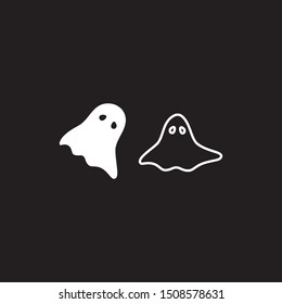 Set of scary ghost logo vector icon illustration design