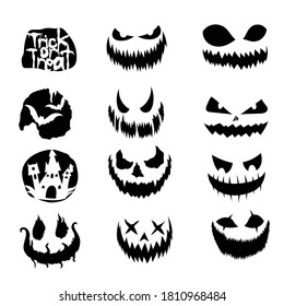 Set Scary Halloween Face Isolated On Stock Vector (Royalty Free ...
