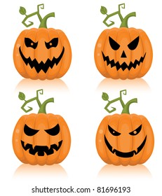 Set of a scary halloween pumpkin.