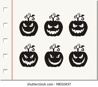 Set of a scary halloween pumpkin.