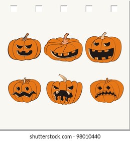 Set of a scary halloween pumpkin.