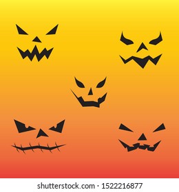 Set of scary halloween pumpkin faces
