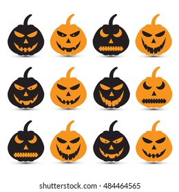 Set of a scary halloween pumpkin. vector illustration