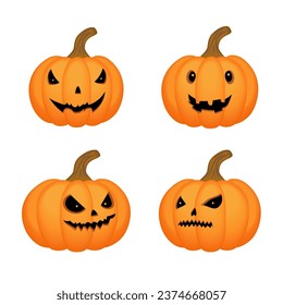 Set of scary Halloween pumpkins