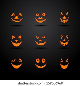 Set of Scary Halloween Pumpkins - vector illustration