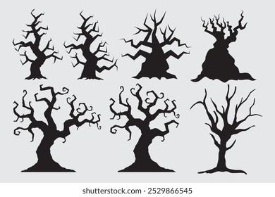 set of scary halloween tree 