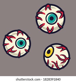 Set of scary horrible eyes for halloween holiday design. October party banner, poster or postcard
