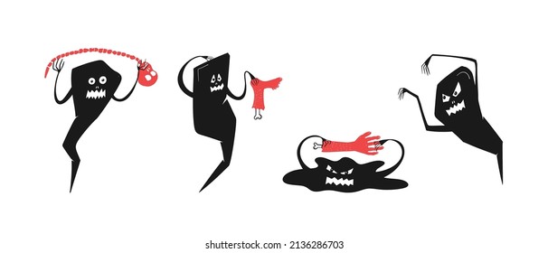 a set of scary monsters for Friday the 13th