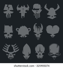 set of scary monsters skull characters for use in design