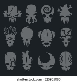 set of scary monsters skull characters for use in design