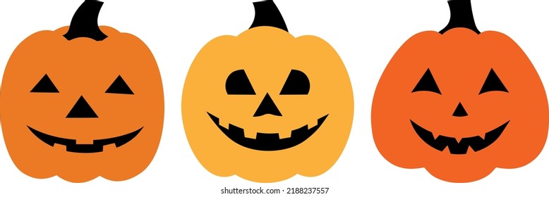 Set Scary Pumpkin Halloween vector illustration