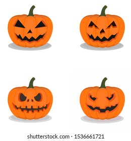 set of scary pumpkin halloween vector,Set of halloween pumpkins.