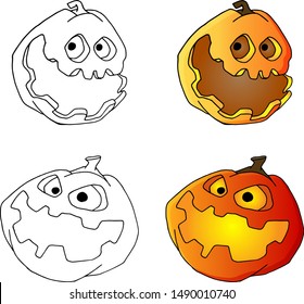 set of scary pumpkins for halloween. Handmade sketch on a white background