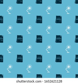 Set Scenario  and Table lamp  on seamless pattern. Vector
