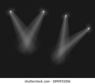 Set of scene illumination light, vector transparent flash light effect. Spot lighting of the stage. - Shutterstock ID 1890931006
