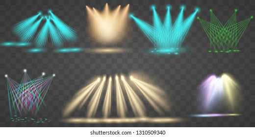 Set of scene illumination , transparent light effects. Bright lighting with spotlights. - Shutterstock ID 1310509340